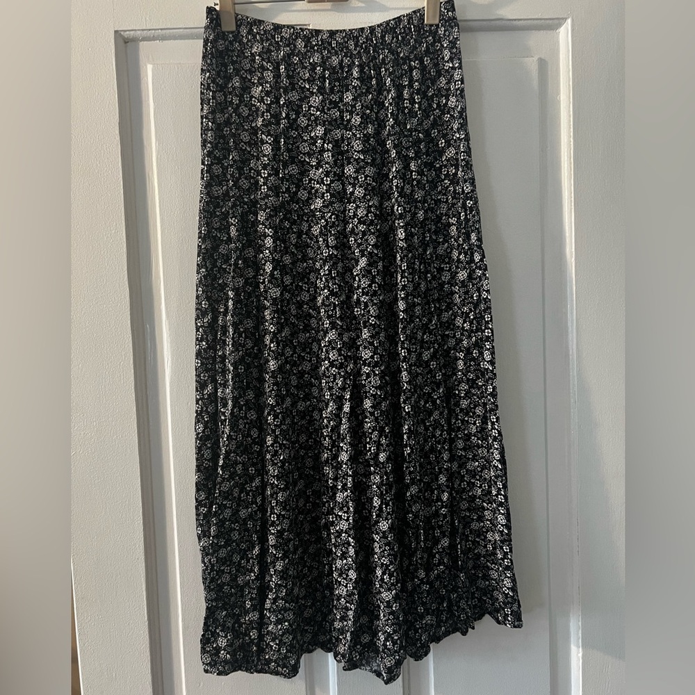 Floral Black Maxi Skirt